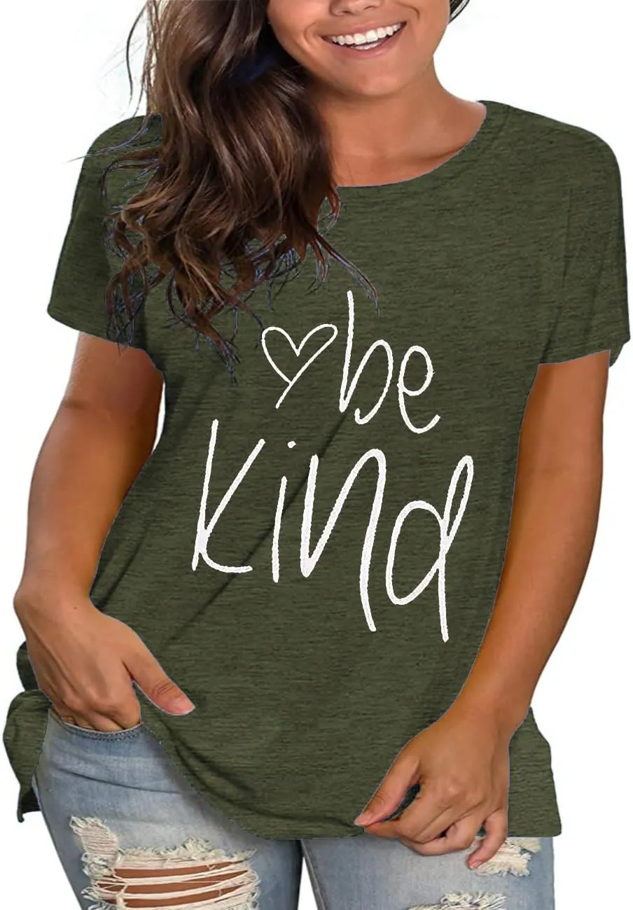 Plus Size Be Kind Shirts Womens Graphic Tees Tshirt Short Sleeve Summer Tunic Tops