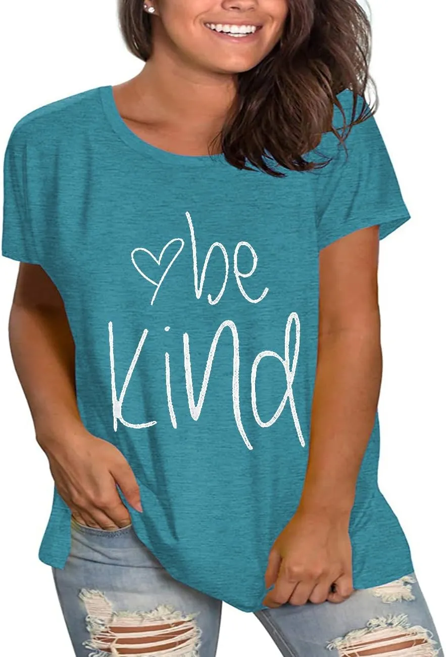 Plus Size Be Kind Shirts Womens Graphic Tees Tshirt Short Sleeve Summer Tunic Tops