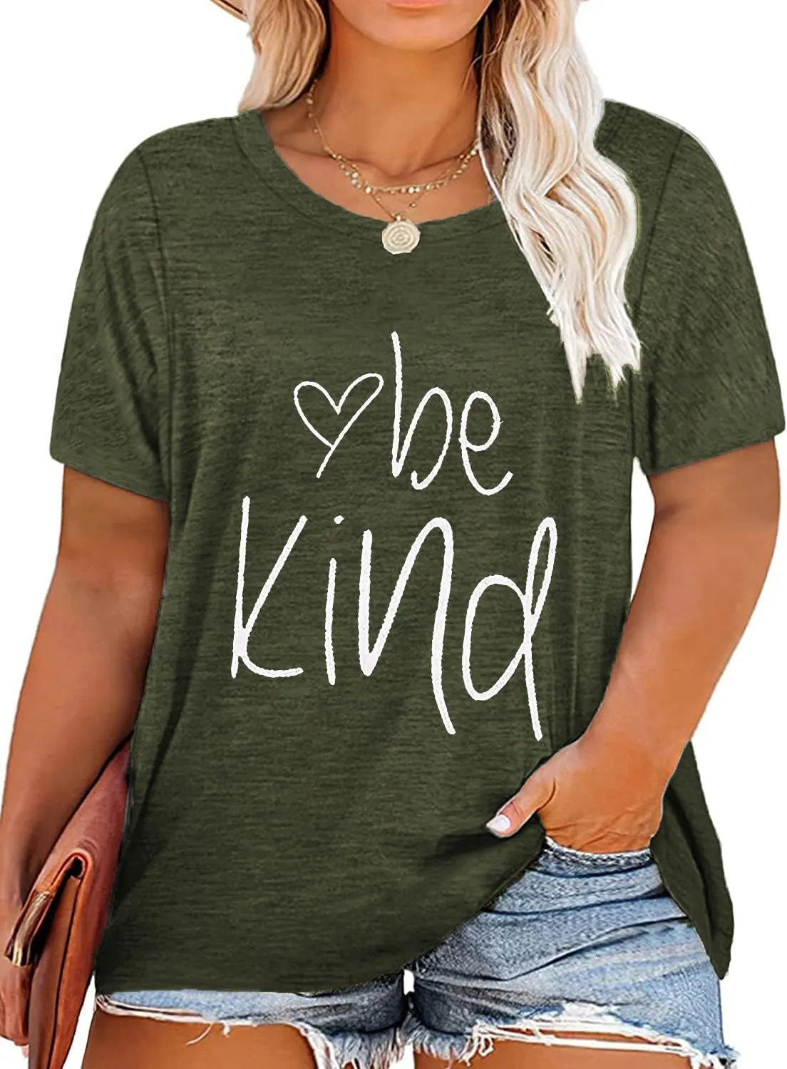 Plus Size Be Kind Shirts Womens Graphic Tees Tshirt Short Sleeve Summer Tunic Tops