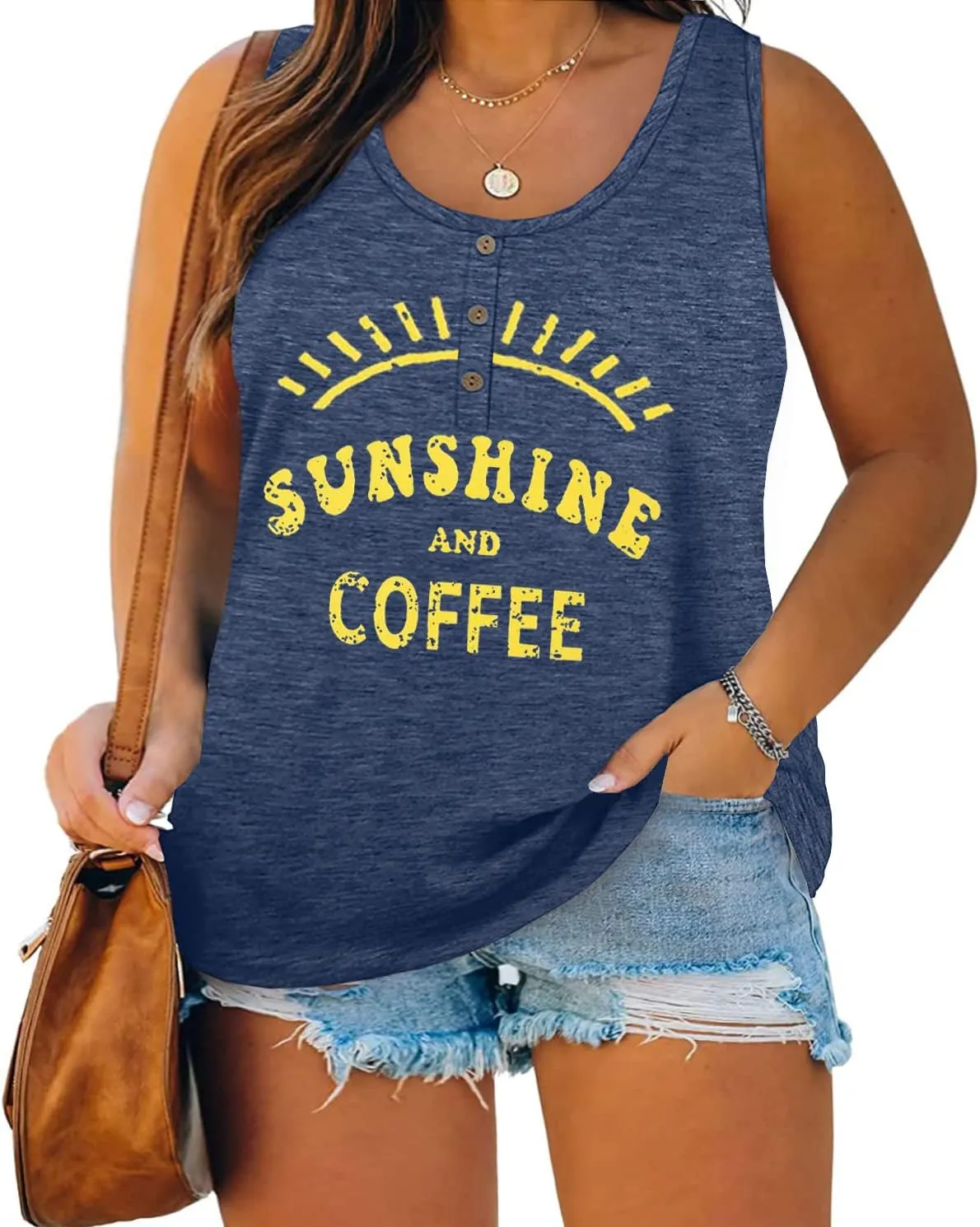 Plus Size Tank Tops for Women Summer Sleeveless Henley T-Shirts Tops Casual Print Tee Tunics Shirts