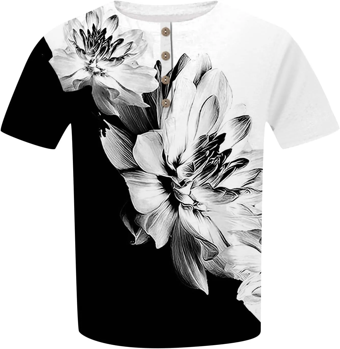 Plus Size Tops for Women Summer Ethnic Floral Classy Oversized T Shirts Short Sleeve Blouses & Button-Down Shirts