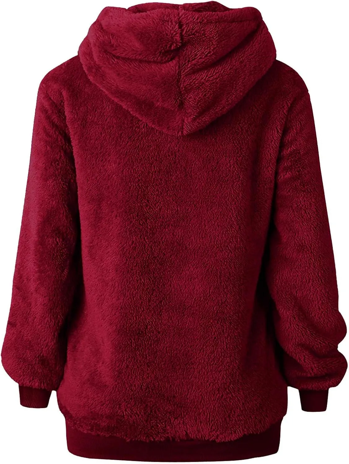 Quarter Zip Hoodies for Women Long Fleece Plus Size Drawstring Sweatshirt Solid Color Casual Winter Pocket Pullover