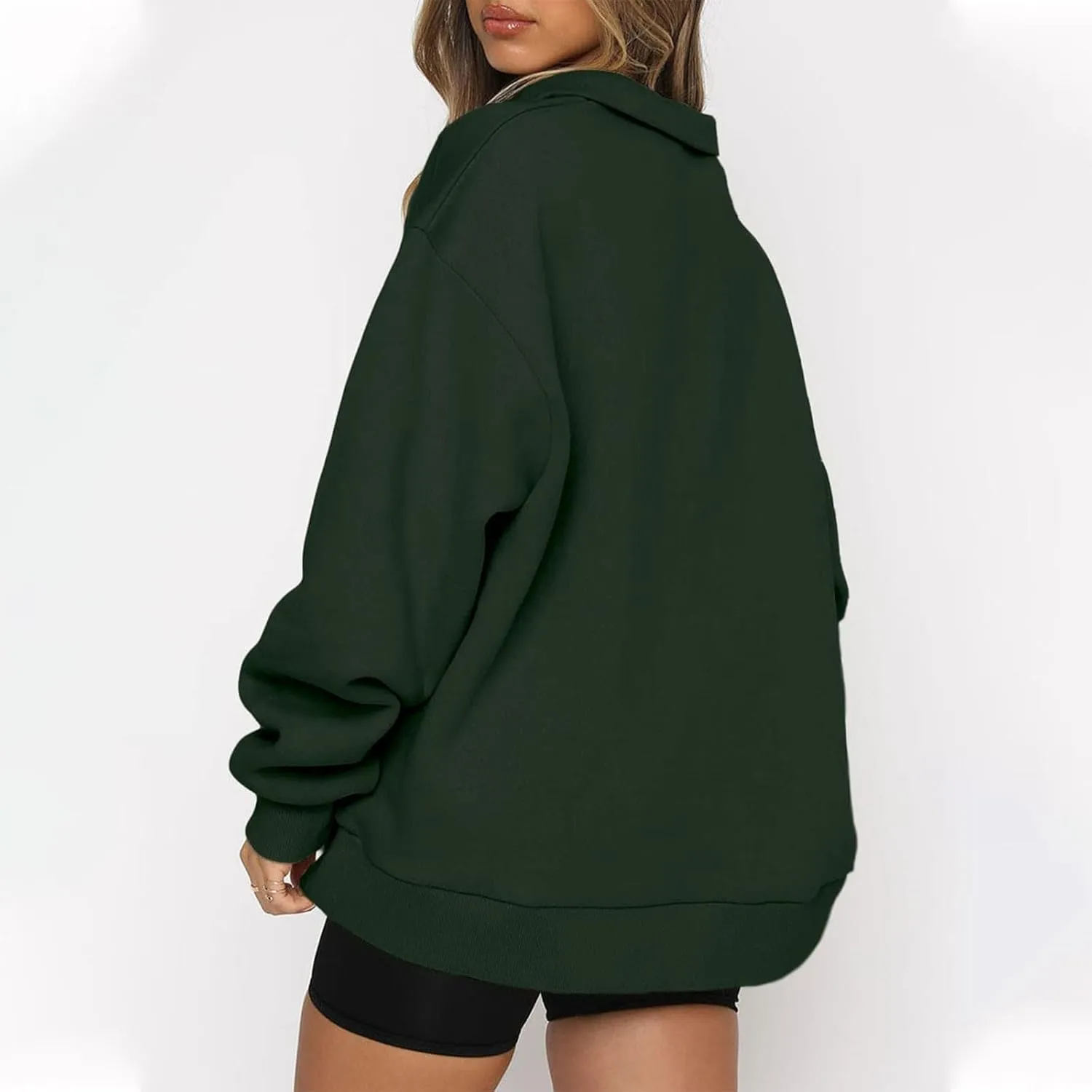 Quarter Zip Pullover for Women Fall Long Sleeve Sweaters Drop Shoulder Y2k Half Zip Blouses Casual Sweatshirt