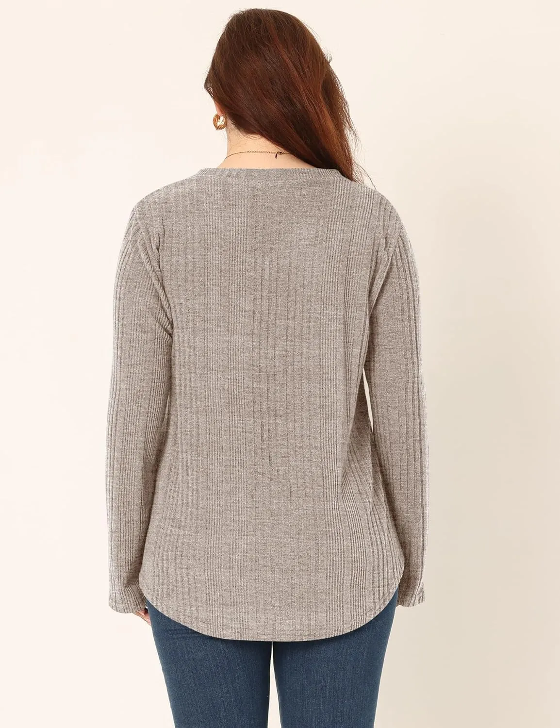 Rapbin Plus Size Tops for Women Long Sleeve Shirts V Neck Sweater Floral Blouses 2024 XL-5XL