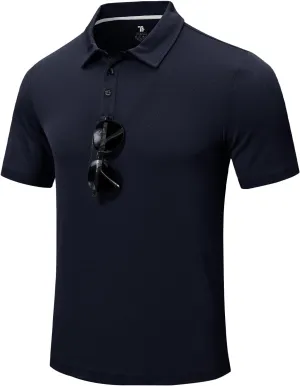 Rdruko Men's Golf Polo Shirt Short Sleeve Moisture Wicking Shirts Collared Outdoor UPF 50  Pique Jersey Shirts
