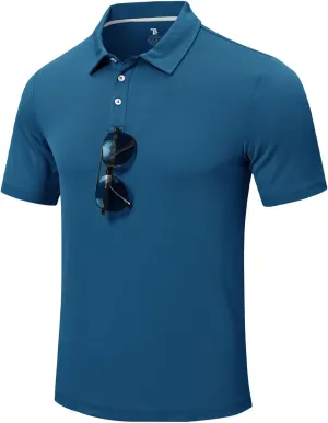 Rdruko Men's Golf Polo Shirt Short Sleeve Moisture Wicking Shirts Collared Outdoor UPF 50  Pique Jersey Shirts