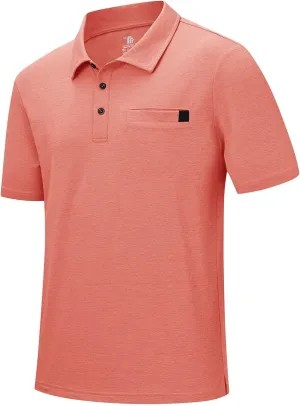 Rdruko Men's Polo Shirts Short Sleeve Dry Fit Golf Shirt with Pocket Collared Tee Shirts Athletic Casual