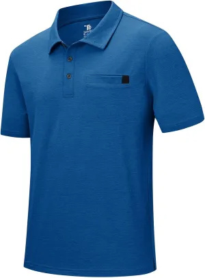 Rdruko Men's Polo Shirts Short Sleeve Dry Fit Golf Shirt with Pocket Collared Tee Shirts Athletic Casual
