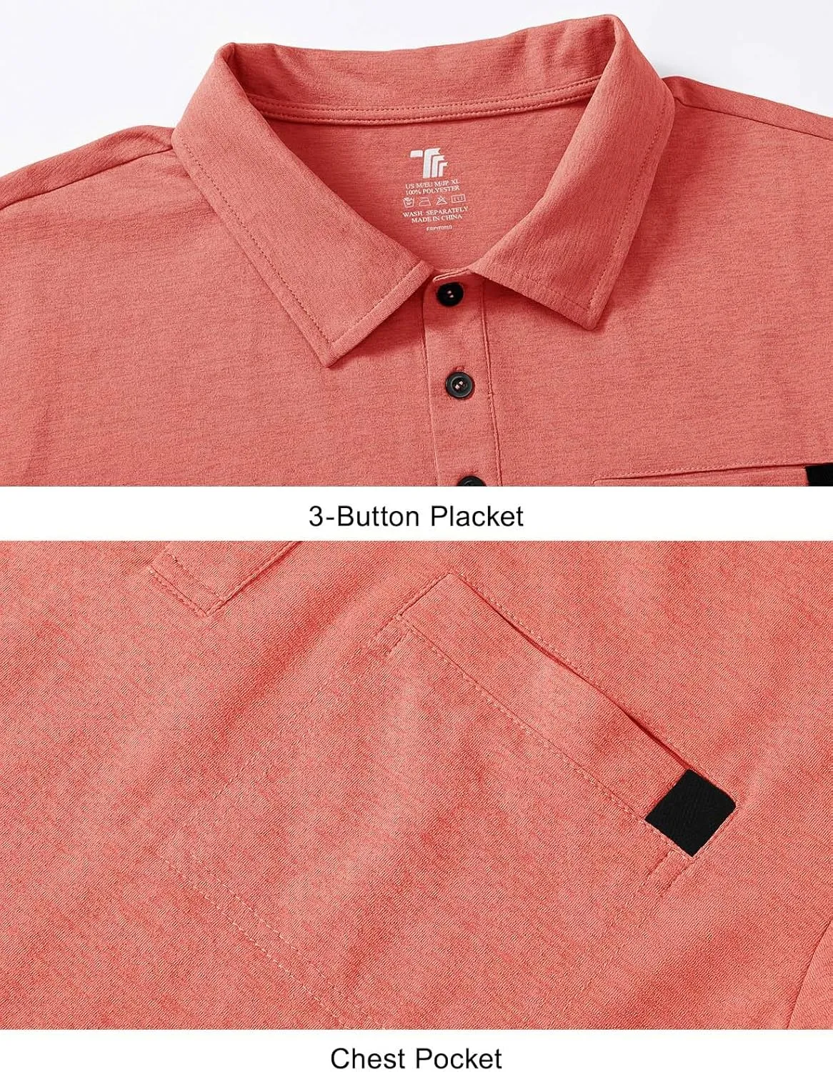 Rdruko Men's Polo Shirts Short Sleeve Dry Fit Golf Shirt with Pocket Collared Tee Shirts Athletic Casual