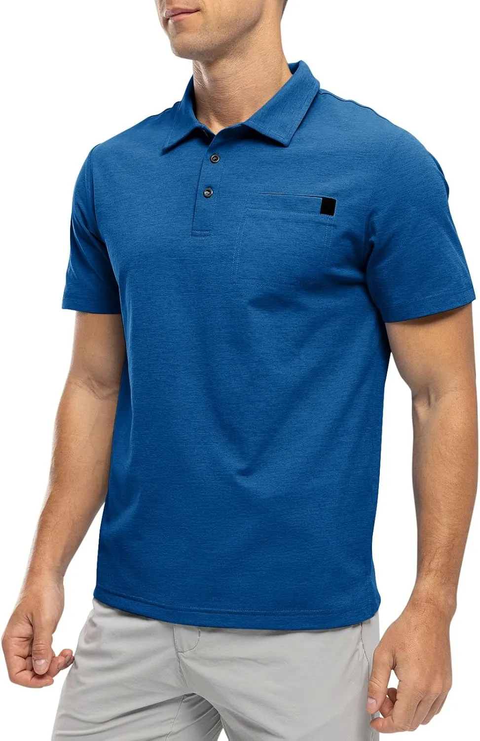 Rdruko Men's Polo Shirts Short Sleeve Dry Fit Golf Shirt with Pocket Collared Tee Shirts Athletic Casual