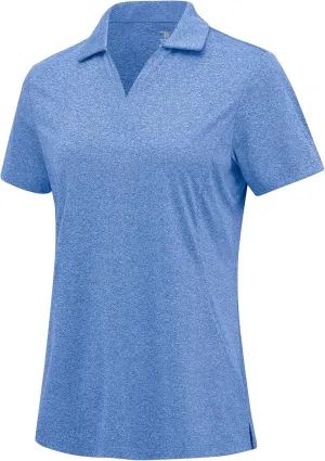Rdruko Women's Golf Polo Shirts Dry Fit Collared Tennis Casual Work Shirts V Neck Moisture Wicking Short Sleeve