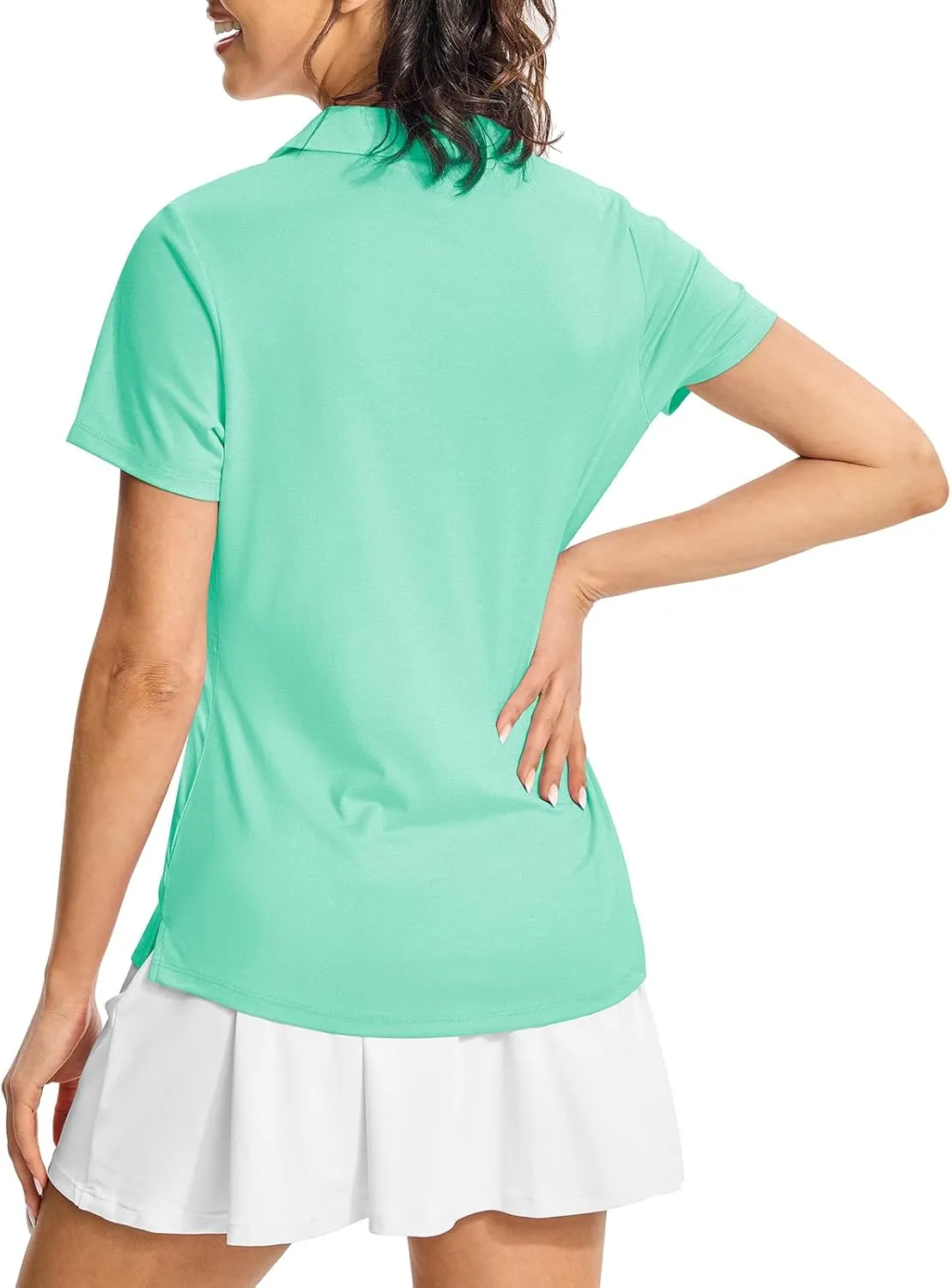 Rdruko Women's Golf Polo Shirts Dry Fit Collared Tennis Casual Work Shirts V Neck Moisture Wicking Short Sleeve