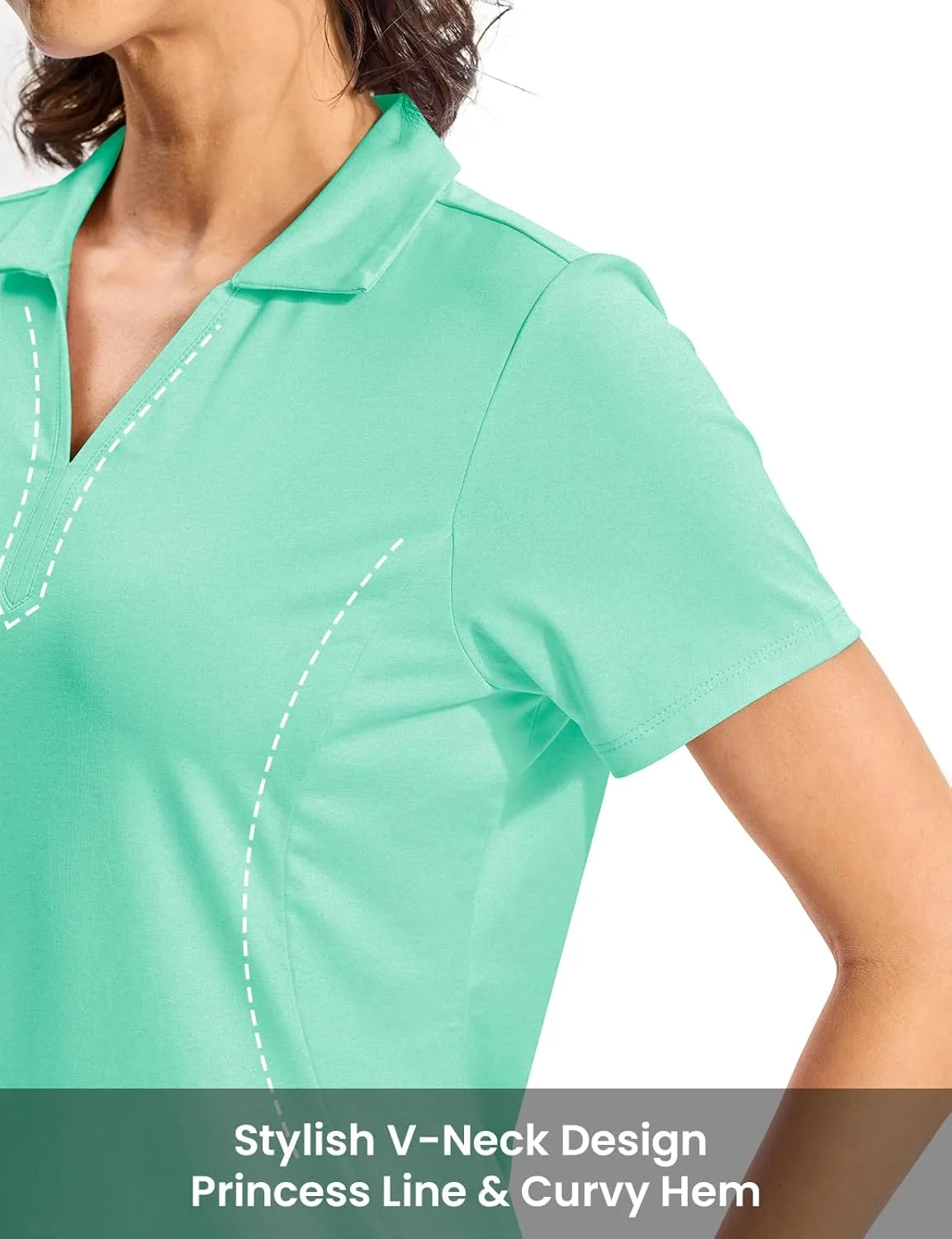 Rdruko Women's Golf Polo Shirts Dry Fit Collared Tennis Casual Work Shirts V Neck Moisture Wicking Short Sleeve