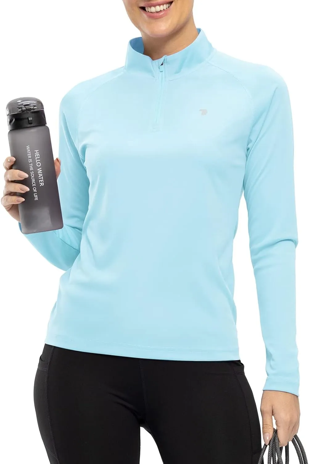 Rdruko Women's Hiking Shirts Quick Dry Long Sleeve UPF 50  Sun Protection Quarter Zip Outdoor Athletic Shirts
