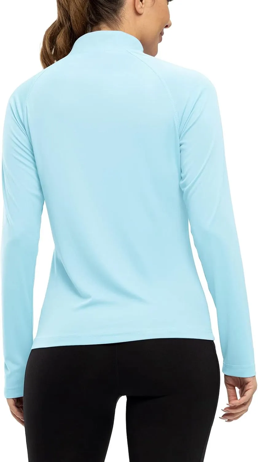 Rdruko Women's Hiking Shirts Quick Dry Long Sleeve UPF 50  Sun Protection Quarter Zip Outdoor Athletic Shirts