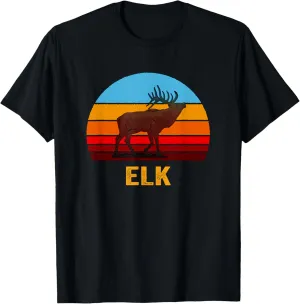 Retro Vintage Style Sunset Elk T-Shirt