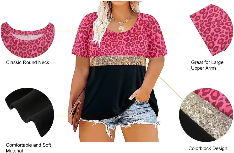RITERA Women Plus Size Tops Casual Shirts Short Sleeve Tees Loose Basic Tunic XL-5XL