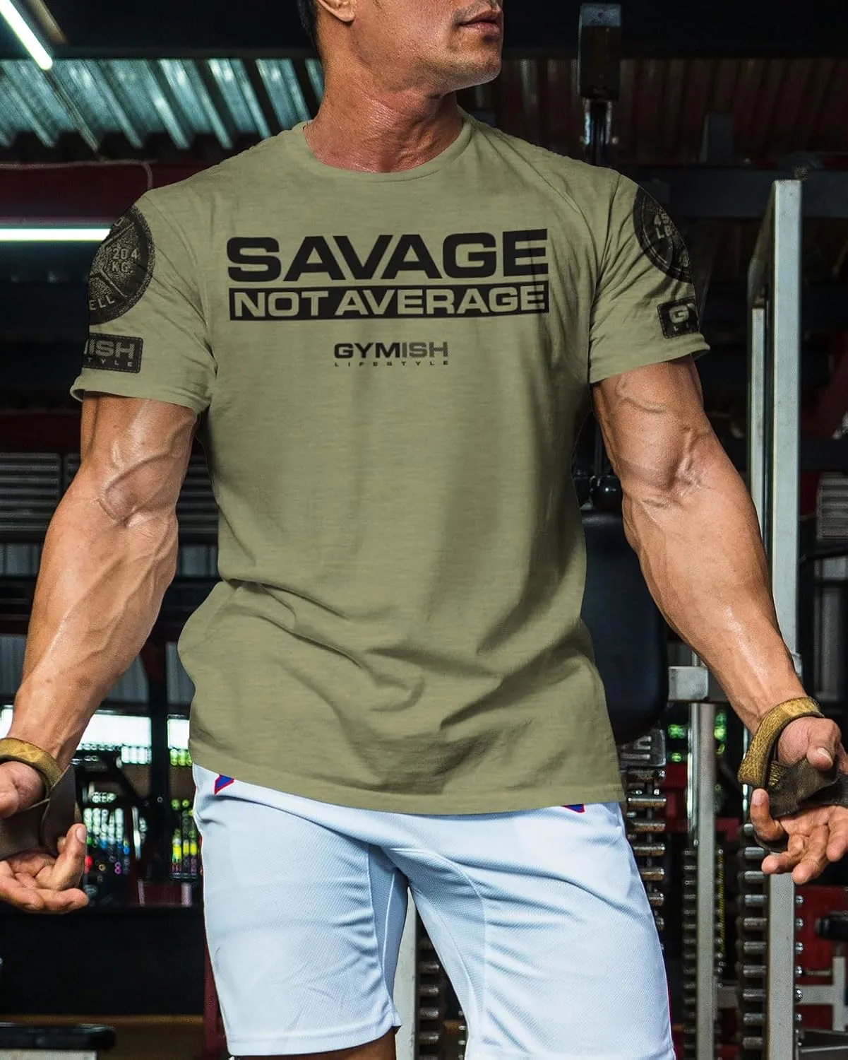 Savage Not Average Gym Workout Motivational Weightlifting Mens T-Shirt