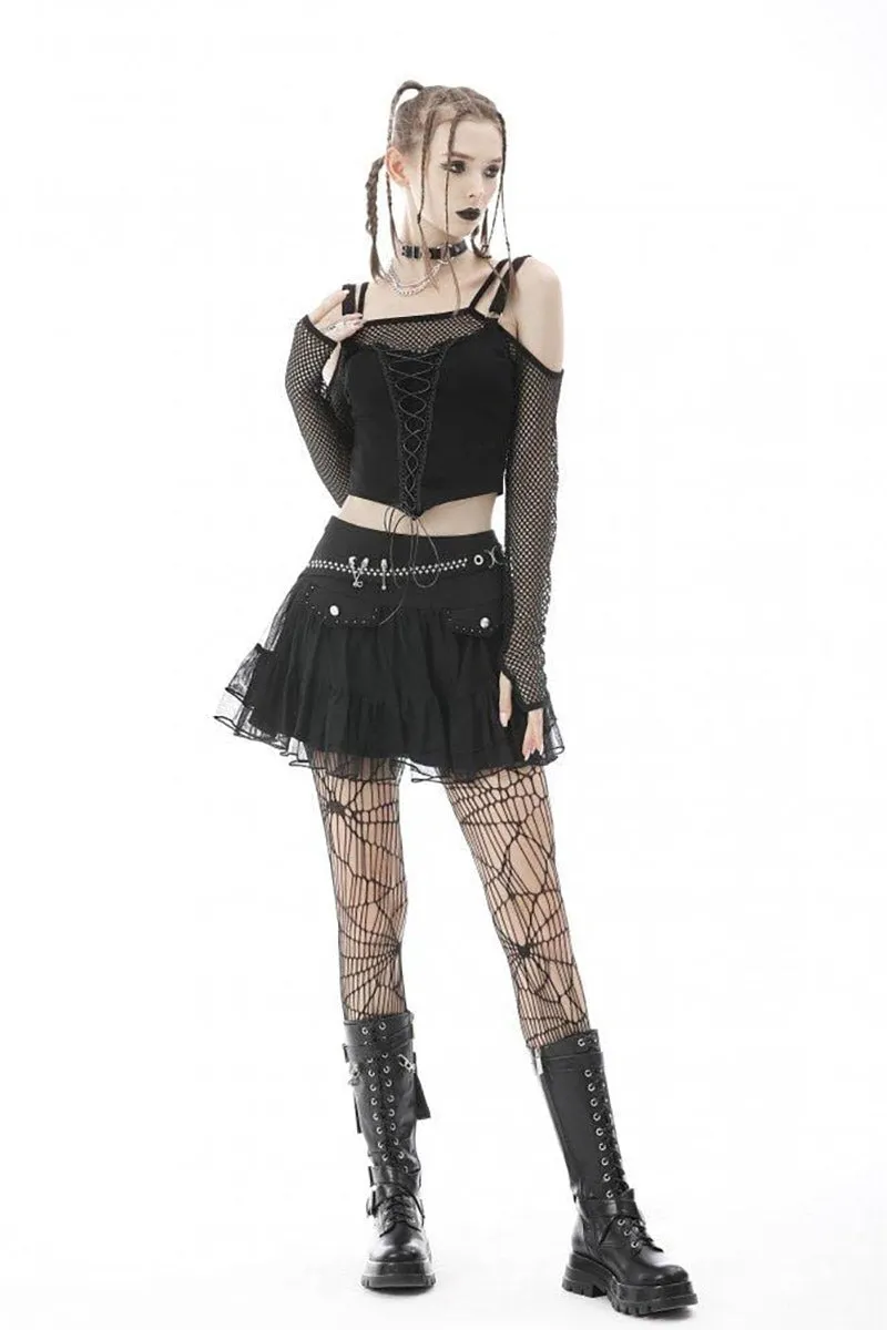 School Skullstice Mesh Mini Skirt