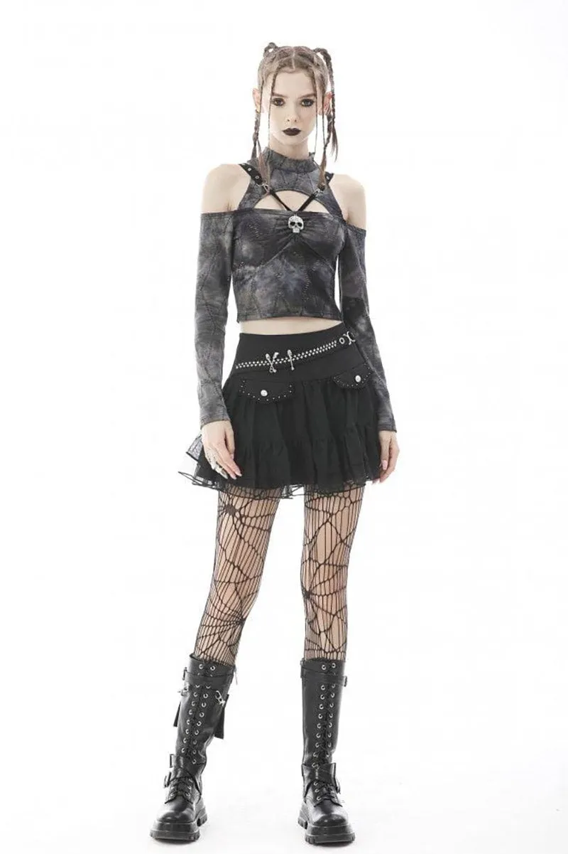School Skullstice Mesh Mini Skirt