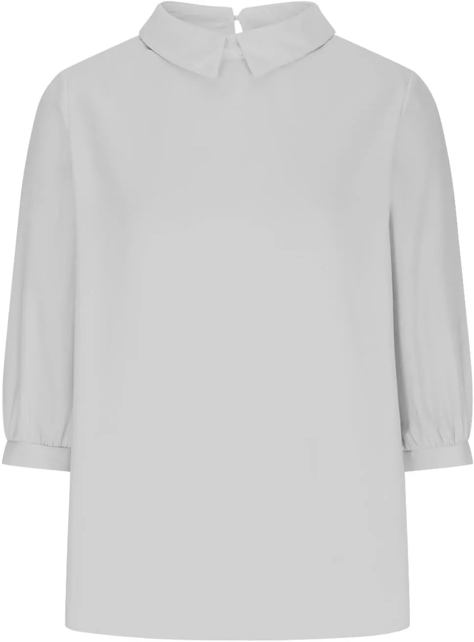 Shirts for Women Peter Pan Collar Neck 3/4 Sleeve Blouses Casual Loose Fit T Shirt Solid Color Plain Petite Tops