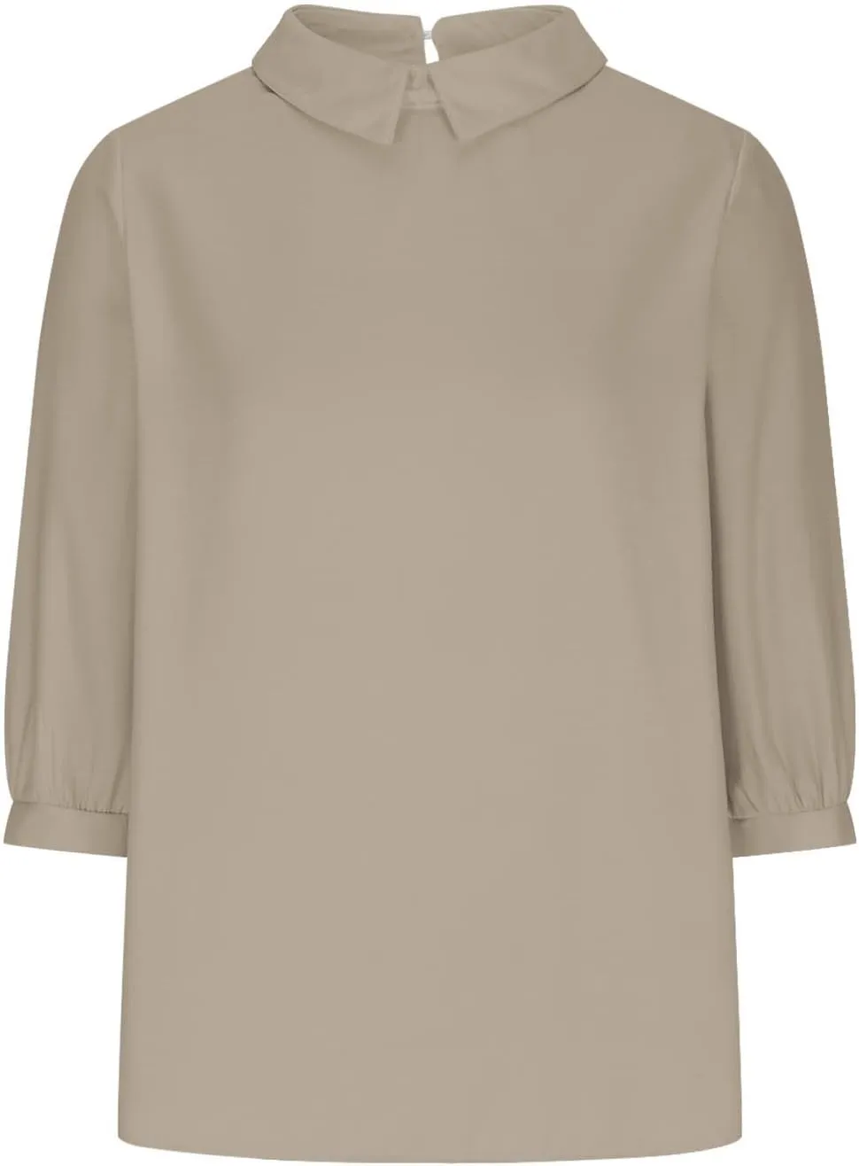 Shirts for Women Peter Pan Collar Neck 3/4 Sleeve Blouses Casual Loose Fit T Shirt Solid Color Plain Petite Tops