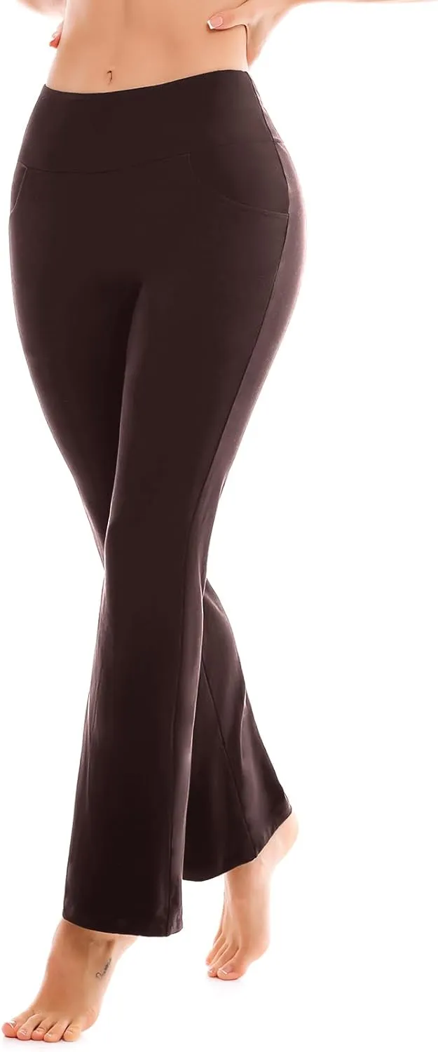 SINOPHANT Flare Leggings for Women with Pockets,High Waisted Tummy Control Bootcut Yoga Pants for Women Soft Bell Bottoms