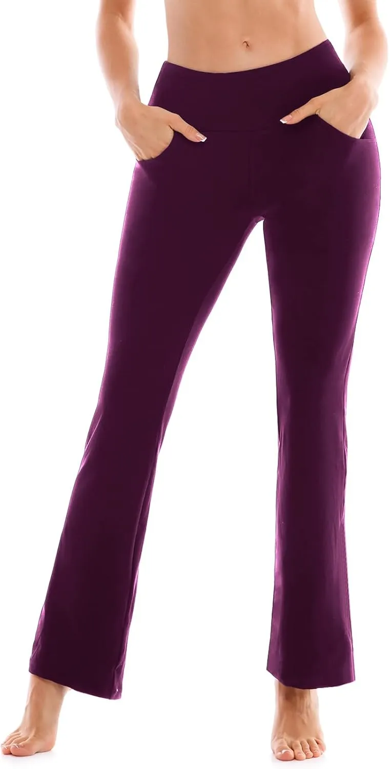 SINOPHANT Flare Leggings for Women with Pockets,High Waisted Tummy Control Bootcut Yoga Pants for Women Soft Bell Bottoms