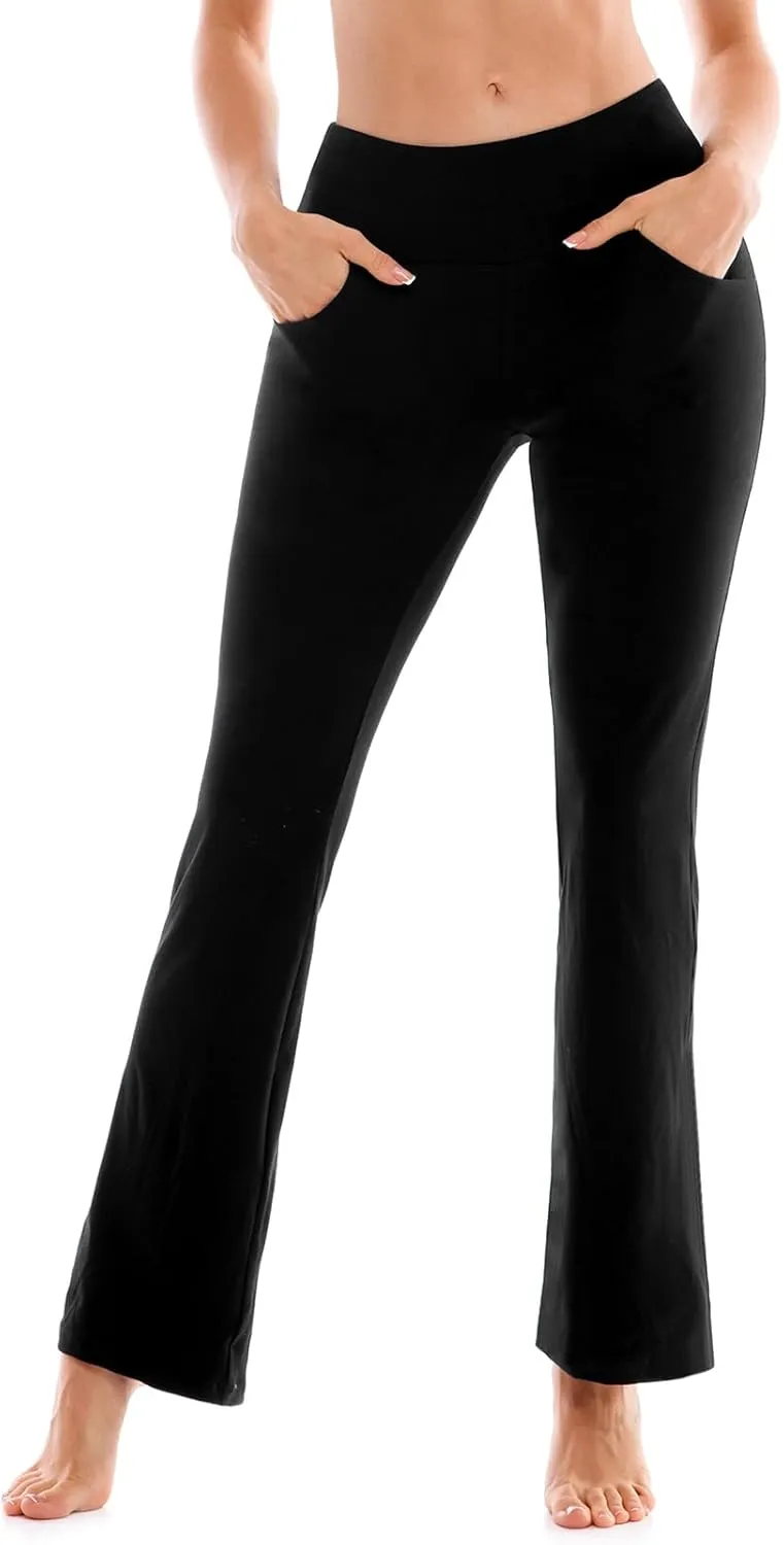 SINOPHANT Flare Leggings for Women with Pockets,High Waisted Tummy Control Bootcut Yoga Pants for Women Soft Bell Bottoms