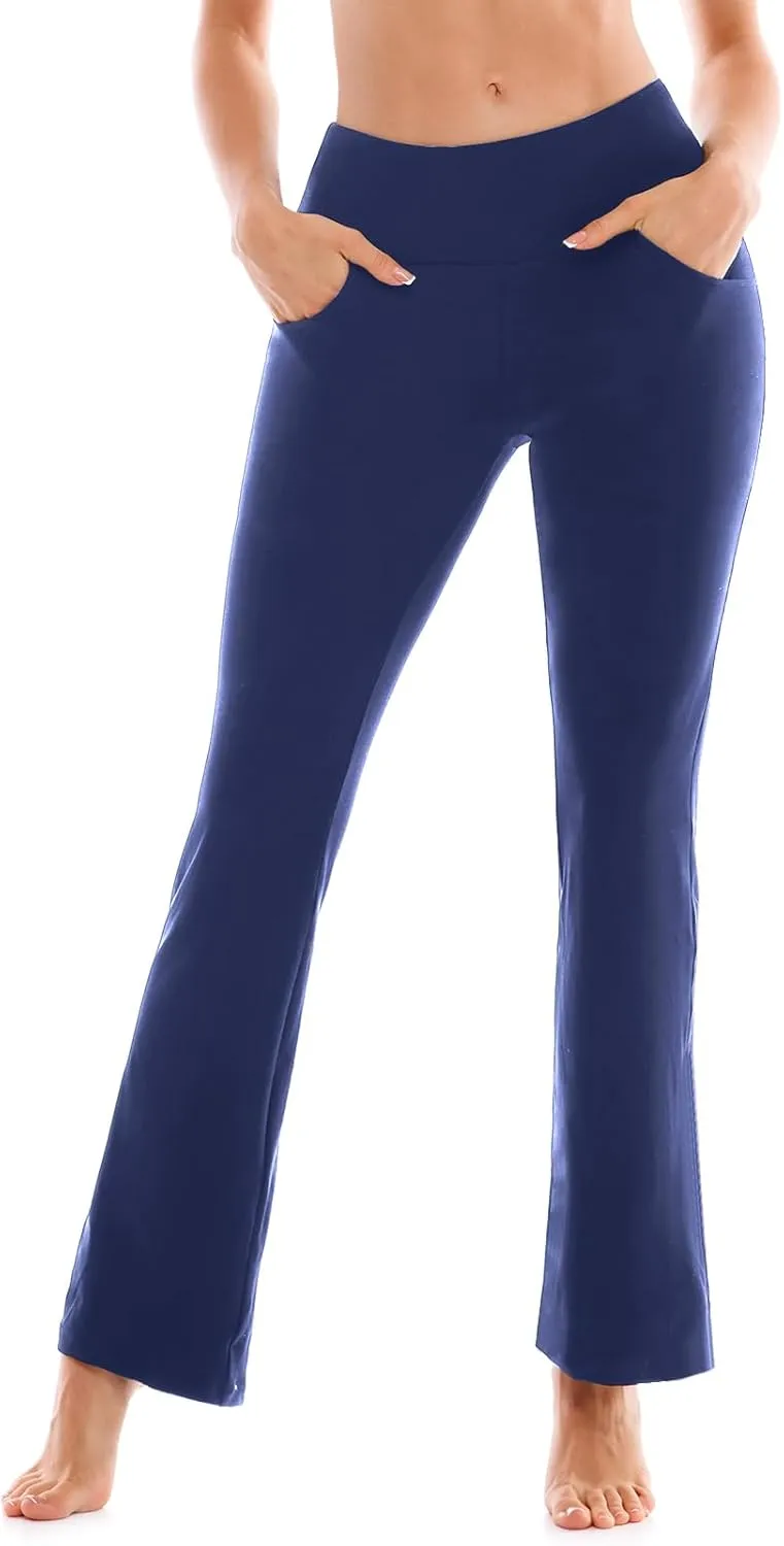 SINOPHANT Flare Leggings for Women with Pockets,High Waisted Tummy Control Bootcut Yoga Pants for Women Soft Bell Bottoms