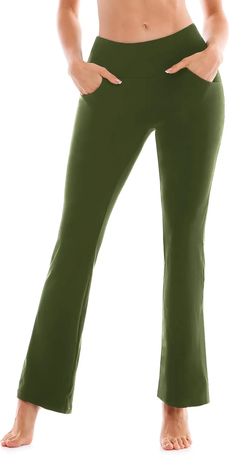 SINOPHANT Flare Leggings for Women with Pockets,High Waisted Tummy Control Bootcut Yoga Pants for Women Soft Bell Bottoms