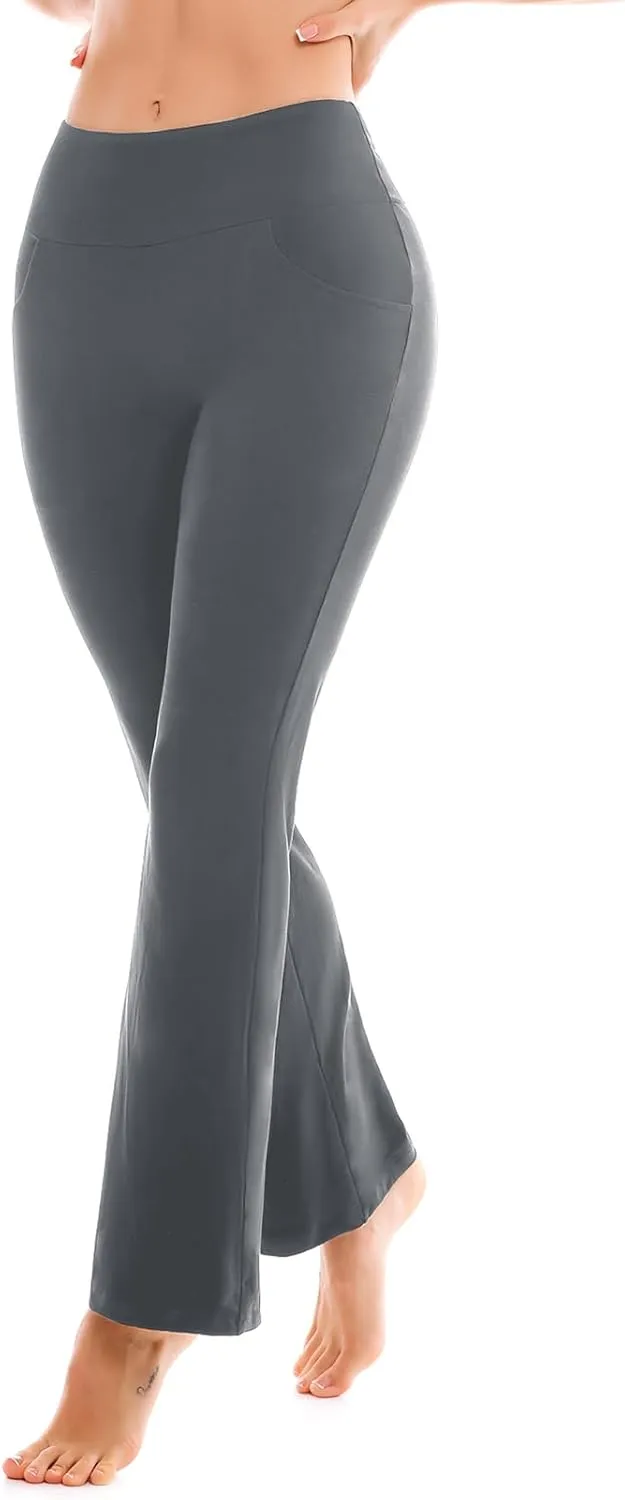 SINOPHANT Flare Leggings for Women with Pockets,High Waisted Tummy Control Bootcut Yoga Pants for Women Soft Bell Bottoms