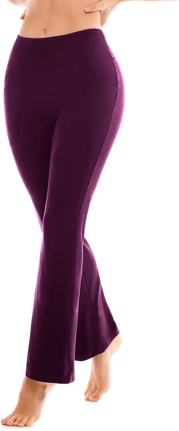 SINOPHANT Flare Leggings for Women with Pockets,High Waisted Tummy Control Bootcut Yoga Pants for Women Soft Bell Bottoms