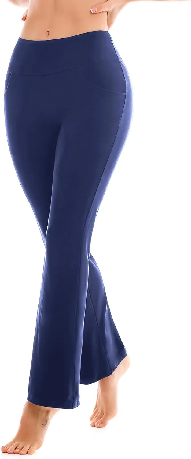 SINOPHANT Flare Leggings for Women with Pockets,High Waisted Tummy Control Bootcut Yoga Pants for Women Soft Bell Bottoms