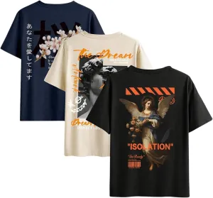 SOLY HUX 3-Pack Oversized T Shirts for Men Y2K Graphic Tees Vintage Baggy Shirts 90s Streetwear Tops