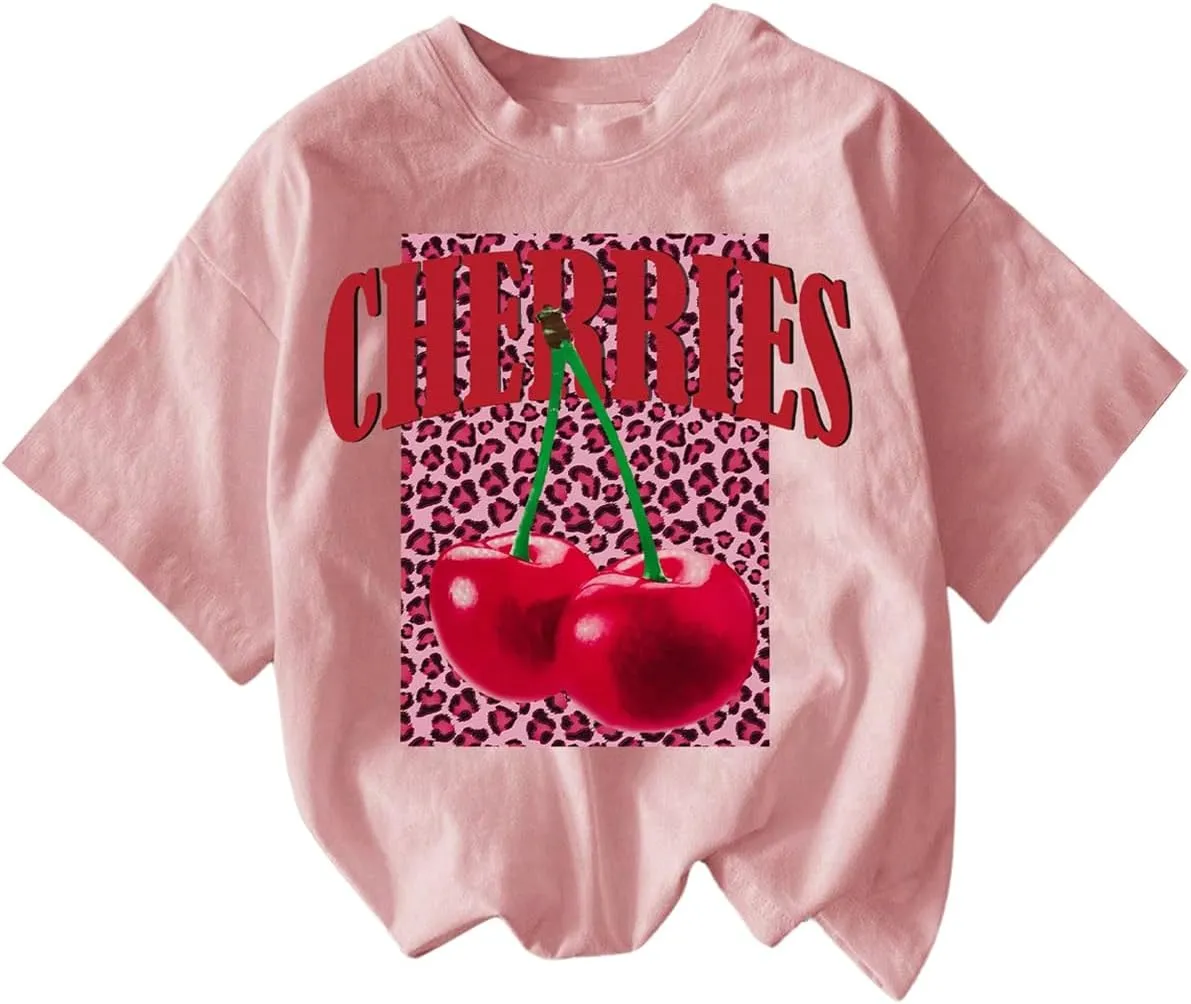 SOLY HUX Women's Vintage T-Shirt Short Sleeve Leopard Graphic Tees Crew Neck Streetwear Shirts