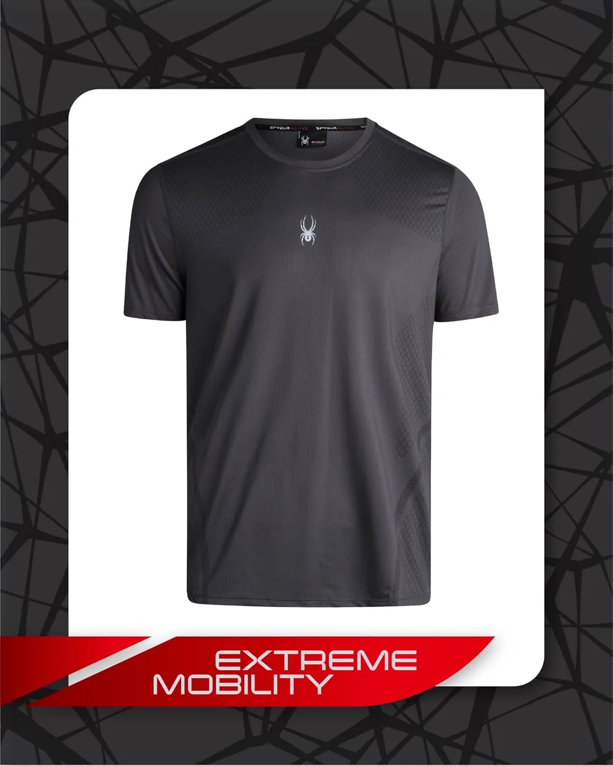 Spyder Men's Athletic T-Shirt - Short Sleeve Crew Neck Performance Workout Shirt for Men with Heatzone Placement Print (S-XL)