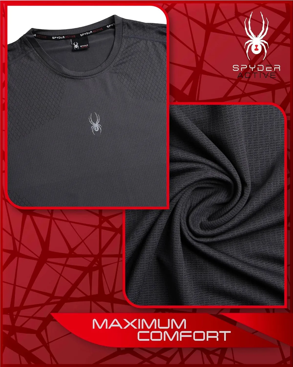 Spyder Men's Athletic T-Shirt - Short Sleeve Crew Neck Performance Workout Shirt for Men with Heatzone Placement Print (S-XL)
