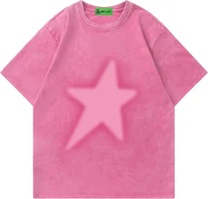 Star Shirt Y2k Oversized Graphic Tees for Men Unisex Vintage Streetwear Shirts