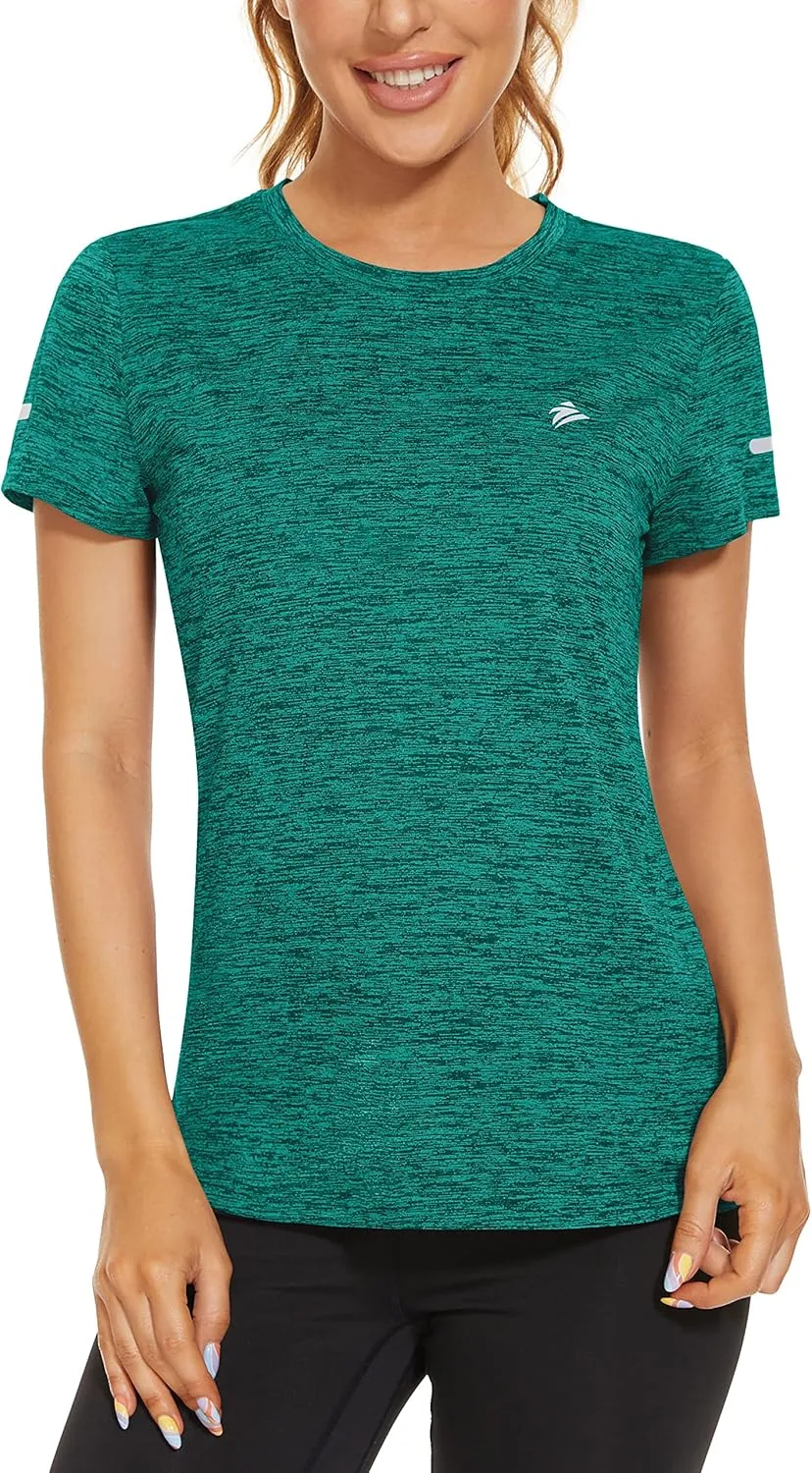 TACVASEN Women's Athletic T Shirts Short Sleeve Quick Dry Hiking Shirts Crew Neck Running Workout Tops Fitness