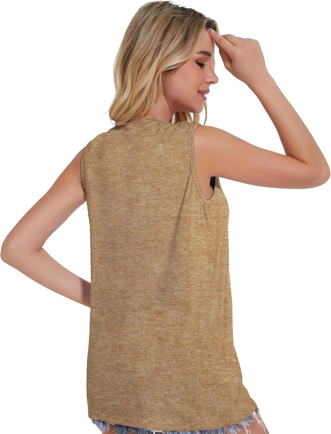 Tank Top for Women Sleeveless Summer Crewneck Casual Loose Tunic Tops Shirts