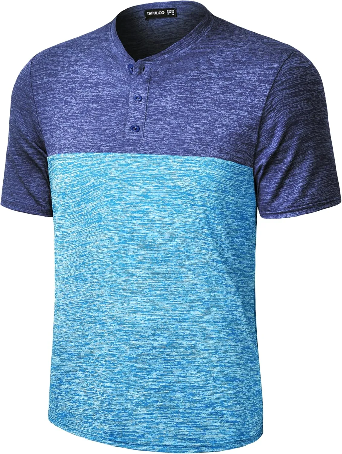TAPULCO Collarless Golf Shirts for Men Quick Dry Color Block Breathable Soft Athletic Casual Daily T-Shirts