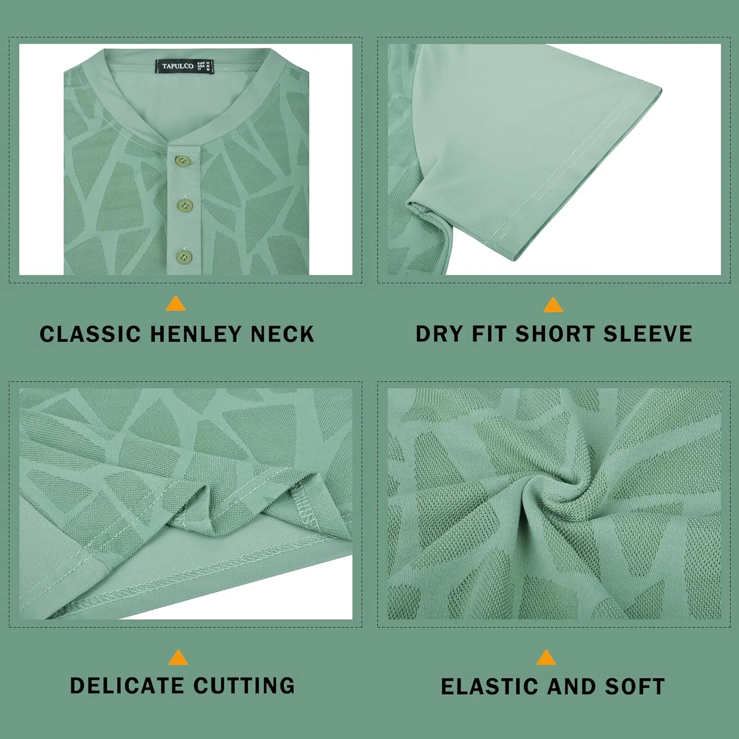 TAPULCO Collarless Golf Shirts for Men Quick Dry Color Block Breathable Soft Athletic Casual Daily T-Shirts