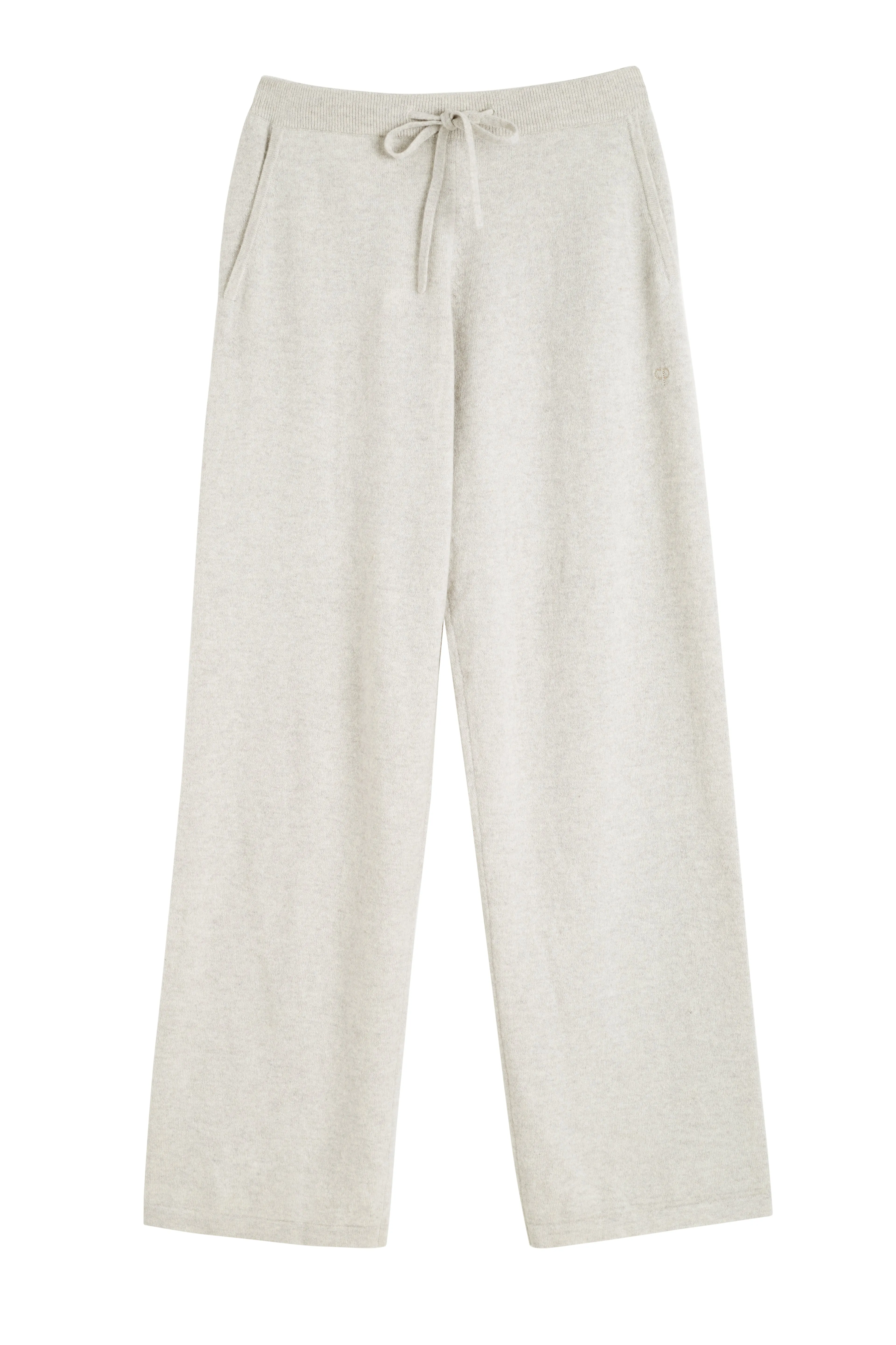 Taupe Cashmere Wide-Leg Track Pants