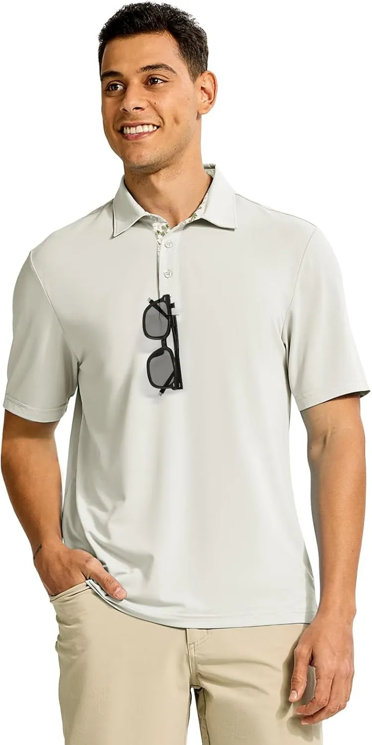 TBMPOY Men's Polo Shirts Short Sleeve 3-Button Golf Moisture Wicking Athletic Tennis T-Shirts Casual Collared Shirt