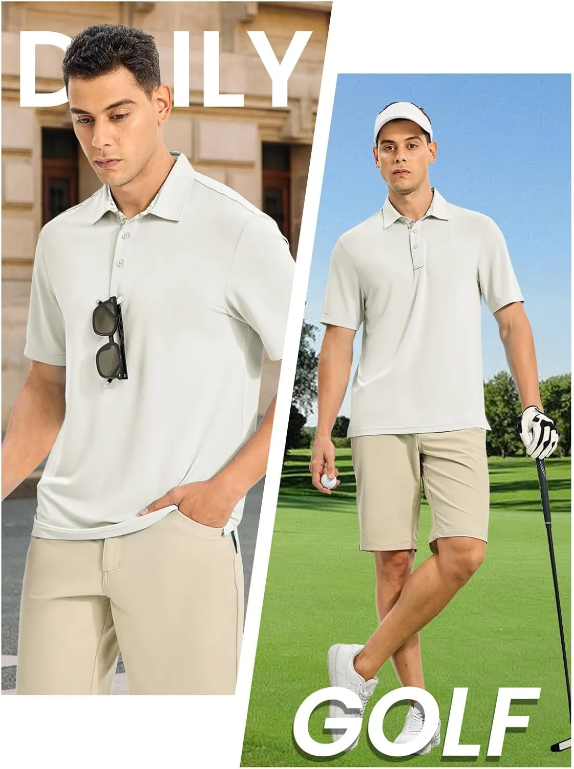 TBMPOY Men's Polo Shirts Short Sleeve 3-Button Golf Moisture Wicking Athletic Tennis T-Shirts Casual Collared Shirt