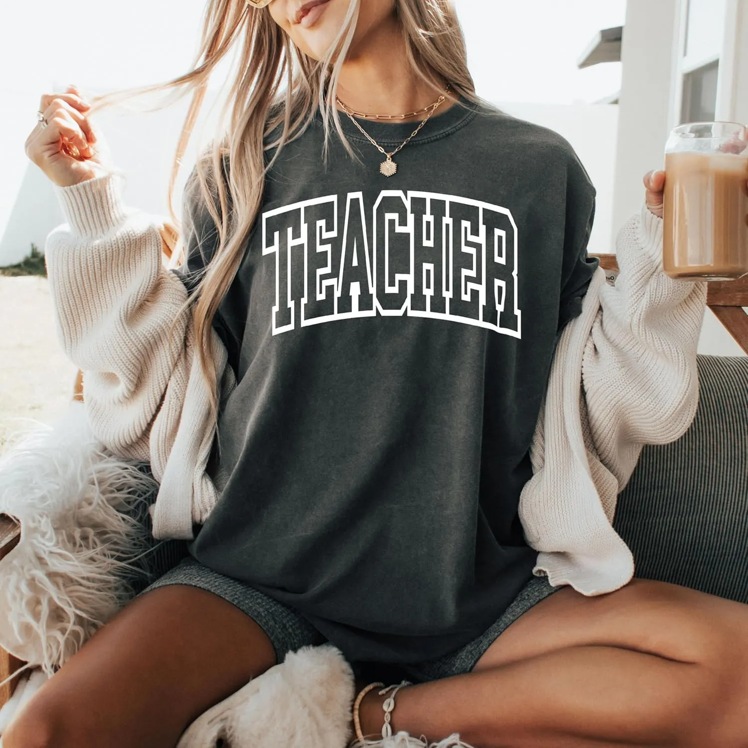 Teacher Shirts for Women Oversized Tshirts Teacher Appreciation Gifts Shirt Letter Printed Short Sleeve Tee Shirts