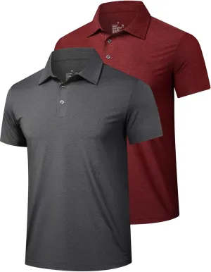 TELALEO 2 Pack Mens Polo Shirts UPF 50  Quick Dry Performance Golf Summer Shirts Collared Moisture Wicking