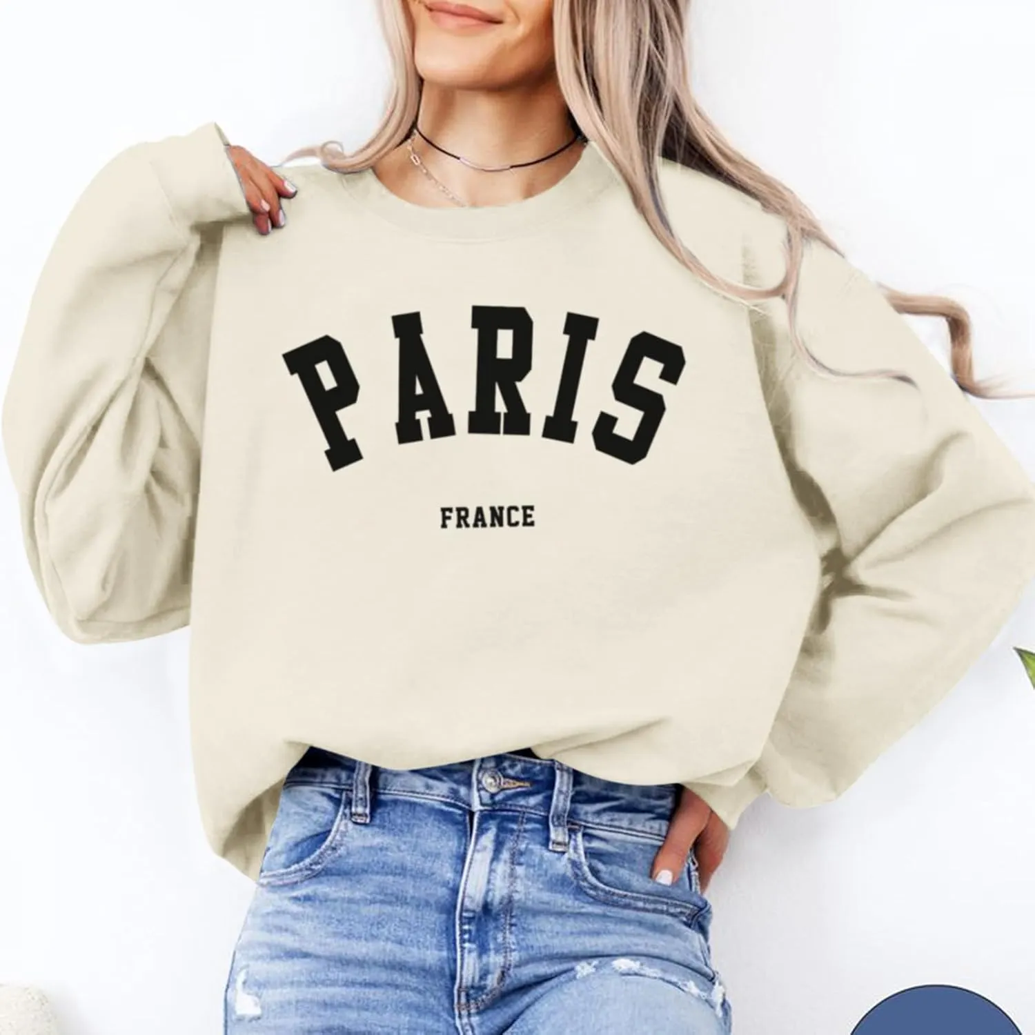 Tuislay Paris College Tshirt for Women Oversized Trendy Comfy Crewneck Shirts Casual Graphic Pullover Tops Unisex