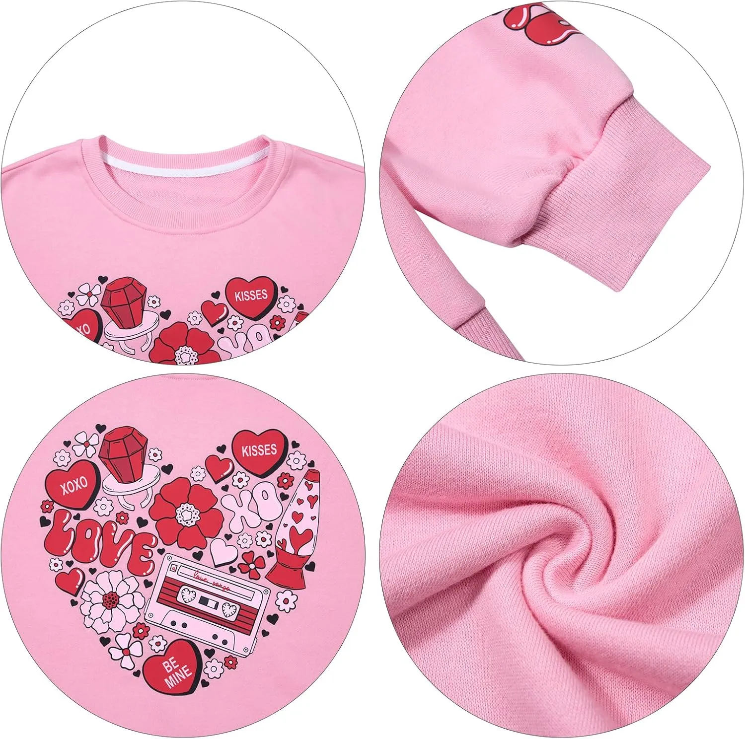 UNIQUEONE Valentines Sweatshirts Valentine Shirts: Womens Love Heart Tees Oversized Xoxo Crewneck Pullover